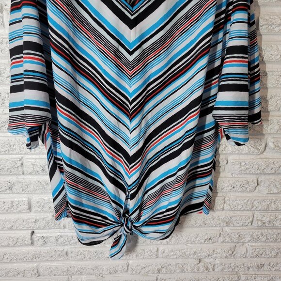 Jones New York Signature Women Top 3X Plus Dolman Sleeve Blue Stripe STR22E - Picture 4 of 9